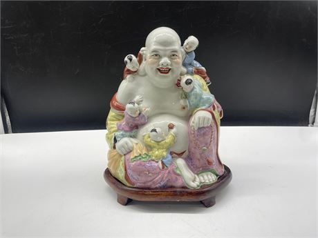 CIRCA 1970’S CHINESE BUDDAH WITH CHILDREN ON STAND 11”