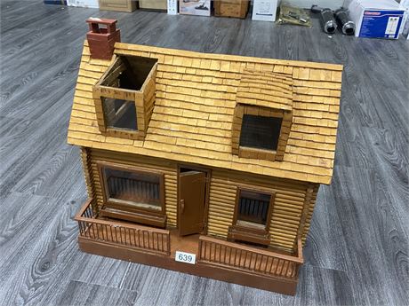 HANDMADE WOODEN TOY CABIN (35” wide 21” tall)