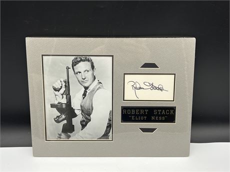 ROBERT STACK (ELIOT NESS/UNTOUCHABLES) SIGNED DISPLAY - MATTED TO 11”x14” W/ COA