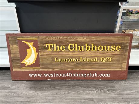 WEST COAST FISHING CLUB WOOD SIGN FROM THE QUEEN CHARLOTTE ISLANDS 3’x5’