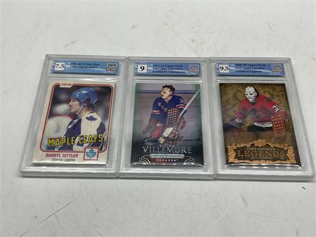 3 GCG GRADED NHL CARDS