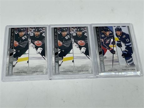 3 NHL CHECKLIST CARDS INCLUDING 2 MCDAVID CARDS