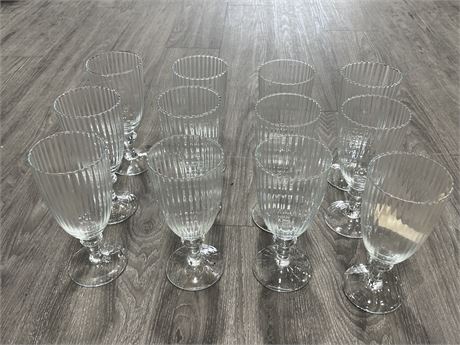 12 GLASS GOBLET CUPS (9” tall)
