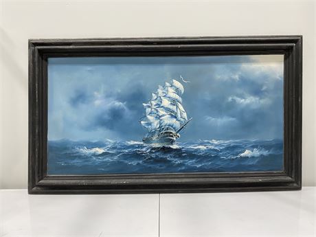 SIGNED SHIP PAINTING (55”x32”)