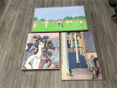 3 SIGNED PAINTINGS ON CANVAS (Largest is 37”x23”)