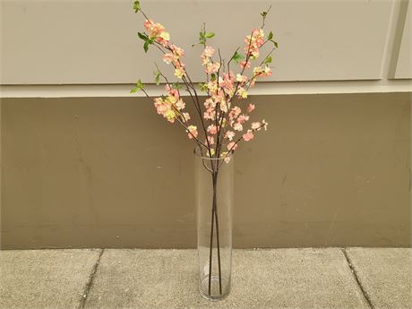 1 LARGE FLOOR VASE WITH FLOWER (25.5"tall)