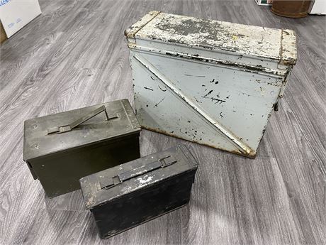 3 STEEL MILITARY BOXES