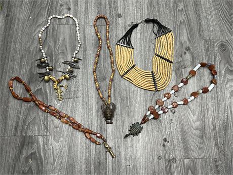 5 TRIBAL STYLE NECKLACES