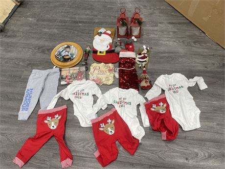3 NEW CHRISTMAS BABY OUTFITS/NEW LANTERNS ETC