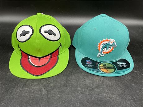 2 HATS - MIAMI DOLPHINS & KERMIT THE FROG