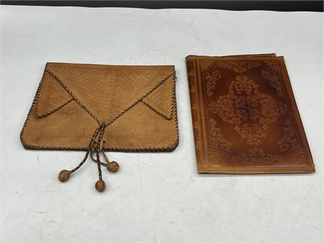 VINTAGE ARTISAN LEATHER POUCH & BOOK COVER