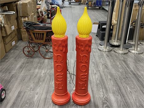 2 RED CANDLE “NOEL” BLOW MOLDS 40” TALL