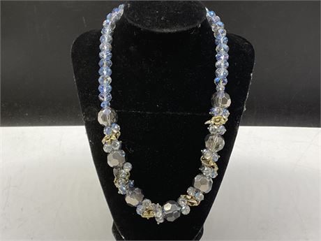 BLUE CRYSTAL BEAD NECKLACE (22”)