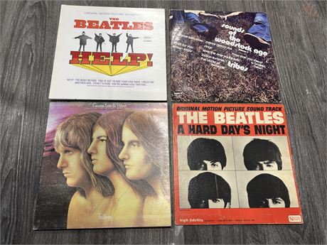 4 MISC RECORDS - BEATLES HELP IS IN GOID CONDITION/ OTHERS ARE SCRATCHED