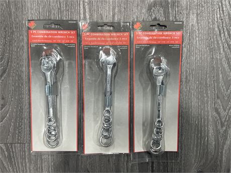 3 NEW 5PC COMBINATION WRENCH SETS