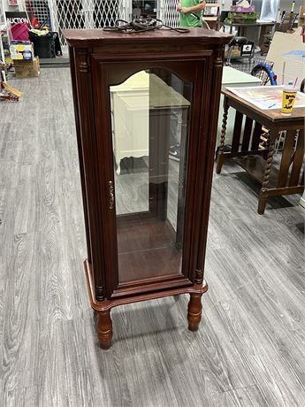MIRRORED GLASS / WOOD LIGHT UP DISPLAY CABINET - NO SHELVES (52” tall)