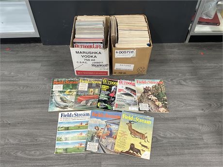 2 BOXES OF EARLY OUT DOORS MAGAZINES - MOSTLY FIELD & STREAM