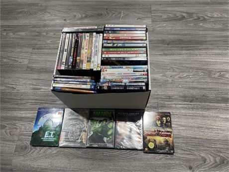 BOX OF DVD’S & BLU RAYS (SOME SEALED)