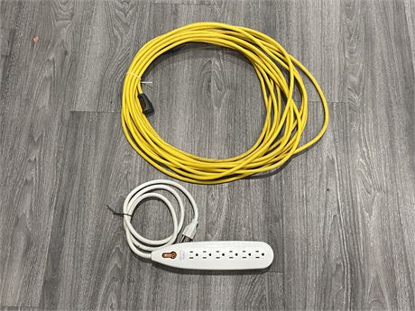 50 FT 3 WIRE EXTENSION CORD AND POWER BAR SURGE PROTECTOR