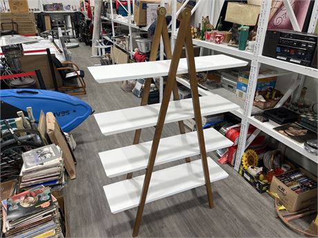 4 TIER WOOD SHELVING UNIT (74” tall, 47” wide)
