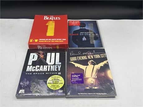 4 SEALED BEATLES DVD SETS & ECT