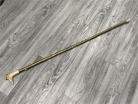 ANTIQUE WALKING STICK W/FUNCTIONAL CARVED WHISTLE (53” long)