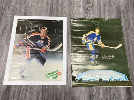 2 LARGE VINTAGE GRETZKY POSTERS  (1 OF THEM IS SIGNED) (25”x19”)