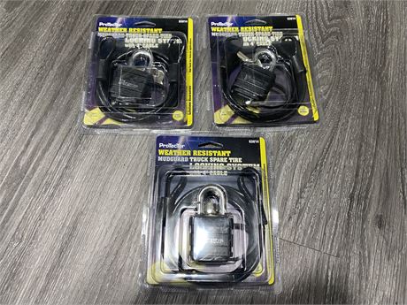 3 NEW SPARE TIRE PADLOCKS WITH CABLE