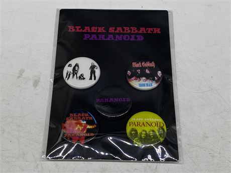 BLACK SABBATH PARANOID SET OF 5 BUTTONS - FROM OFFICIAL WEBSITE