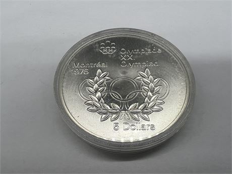 1976 SILVER MONTREAL OLYMPIC $5 COIN