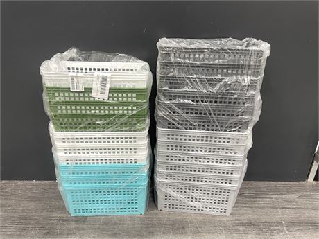 22 NEW 10”x5” PLASTIC BINS
