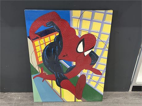 SIGNED ORIGINAL SPIDER-MAN OIL ON CANVAS PAINTING - 24”x32”
