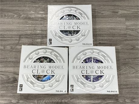 3 BRAND NEW BEARING MODEL CLOCKS