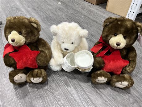 3 NEW GUND TEDDY BEARS