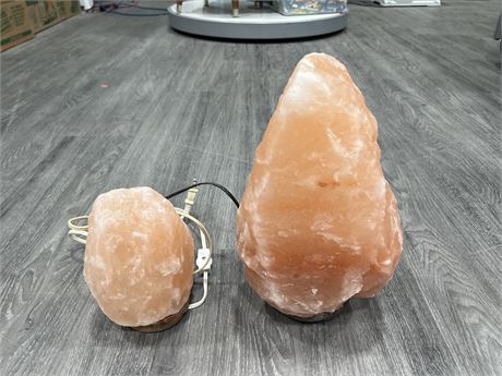 2 PINK SALT LAMPS - LARGEST IS 13” TALL