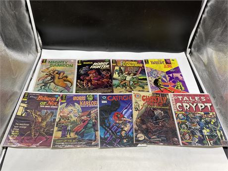 9 MISC VINTAGE SCI FI AND HORROR COMICS