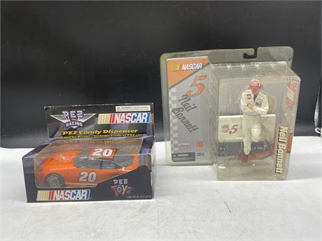 NASCAR MCFARLANE FIGURE - NEIL BONNETT & PEZ NASCAR CANDY DISPENSER CAR