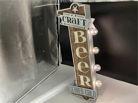 LIGHT UP DOUBLE SIDED CRAFT BEER TIN SIGN (Works, 25” long)