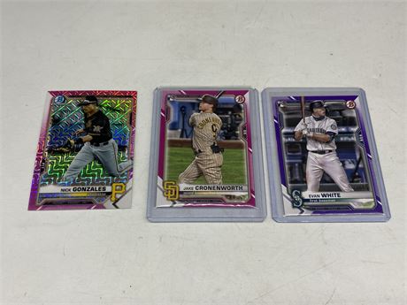 (3) 2021 BOWMAN ROOKIE / PROSPECT REFRACTOR CARDS