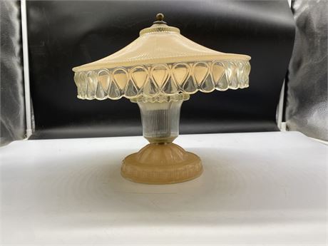 ART GLASS DECO PINK LAMP (10”) (NEEDS REWIRING)
