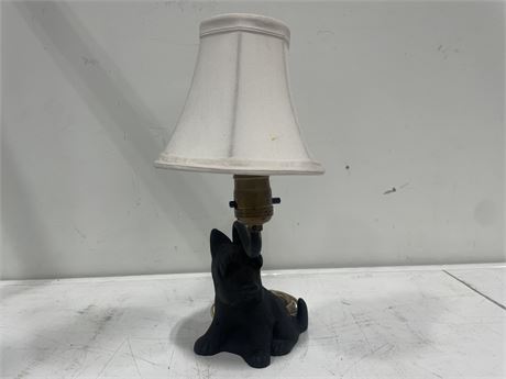 ANTIQUE CAST IRON SCOTTY DOG LAMP 12”