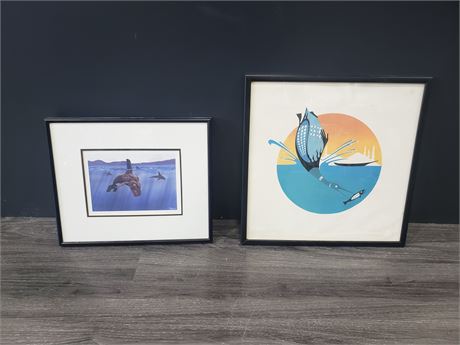 TWO WEST COAST INDIGENOUS FRAMED PAINTINGS