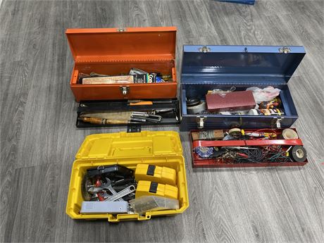 3 TOOLBOXES FILLED W/ASSORTED TOOLS
