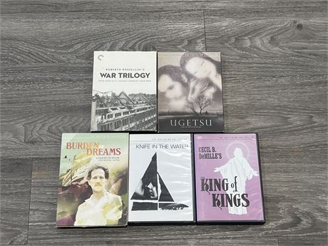 5 CRITERION COLLECTION DVD BOX SETS, EXCELLENT CONDITION