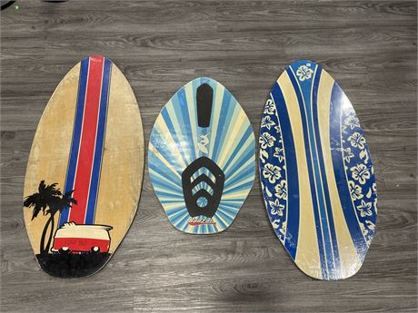 3 VINTAGE WOOD SURF BOARDS