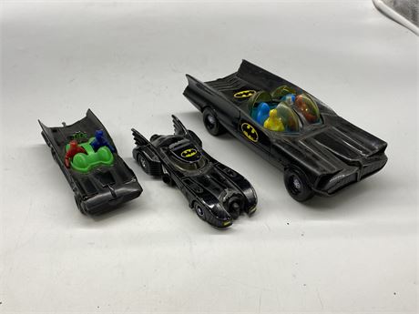 3 VINTAGE BATMOBILE CARS (Middle one is diecast)