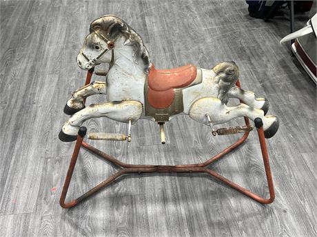 VINTAGE KIDS METAL SPRING HORSE (40” long, 35” tall)
