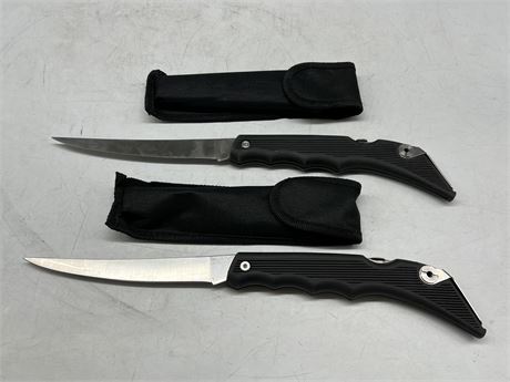 2 NEW FOLDING FILLET KNIVES