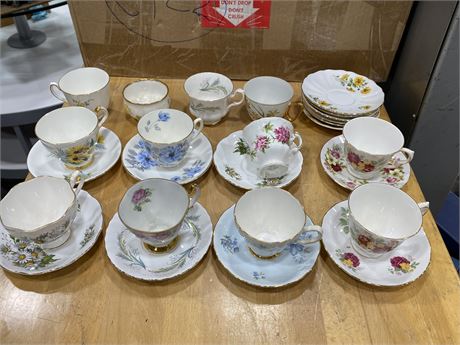 LOT OF CUPS & SAUCERS - 8 MATCHING SETS