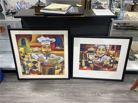 2 WILL RAFUSE CHEF FRAMED PRINTS - 33”x30